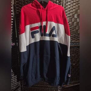 Fila Men's Big & Tall Classic Pullover Hoodie Red Blue White Colorblock 4XLT